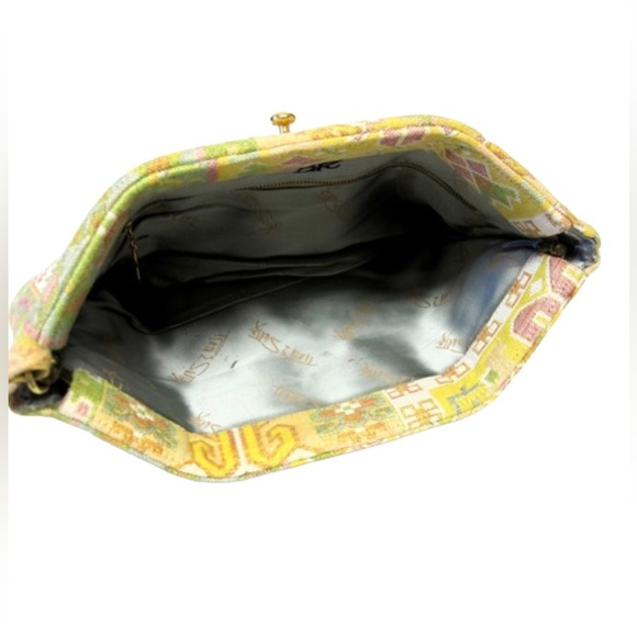 Vintage Ruth Saltz Handbag Cougar Clasp Designer Tapestry Purse Signature Clutch - Picture 5 of 6
